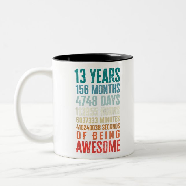 13 Jahre 156 Monate Phantastisch 13. Geburtstag Zweifarbige Tasse (Links)