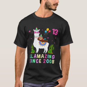 13 Jahre alt 13. Geburtstag Faultier Reitendes Lam T-Shirt