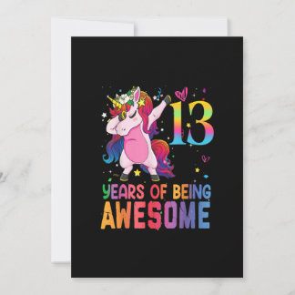 13 Jahre alt Einhorn Dabbing 13. Geburtstag Mädche Einladung
