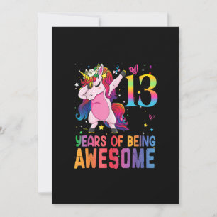 13 Jahre alt Einhorn Dabbing 13. Geburtstag Mädche Einladung
