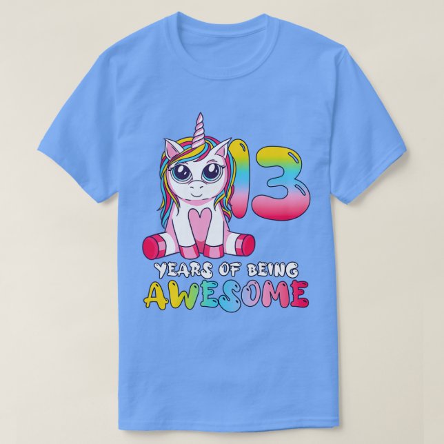 13 Jahre alt Mädchen Niedlich Einhorn 13. Geburtst T-Shirt (Design vorne)