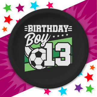 13 Jahre alter Fußball Kinder 13. Geburtstag Junge Pappteller