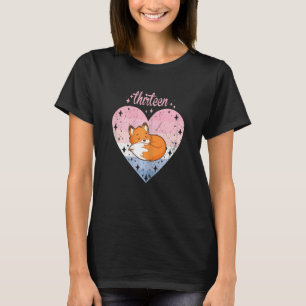 13 Jahre alter Niedlicher Fox Geburtstagskind 13. T-Shirt