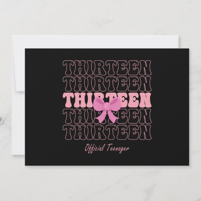 13 Jahre alter rosa Coquette Bow Offizieller Teena Einladung (Vorderseite)