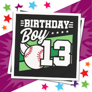 13 Jahre altes Baseball Party Thema 13. Geburtstag Serviette