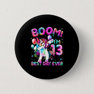 13 Jahre Altes Dabbing Einhorngeschenke 13. Geburt Button