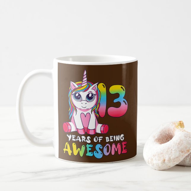 13 Jahre Niedliches Mädchen 13. Geburtstag Kaffeetasse (Mit Donut)