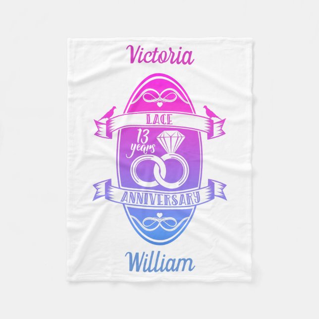 13 Jahre traditioneller Spitzenplatz 13. Hochzeits Fleecedecke (Vorderseite)