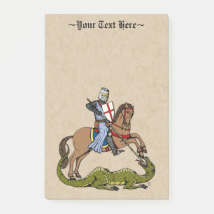 13. Jahrhundert Heiliger Georg und der Drache Post-it Klebezettel
