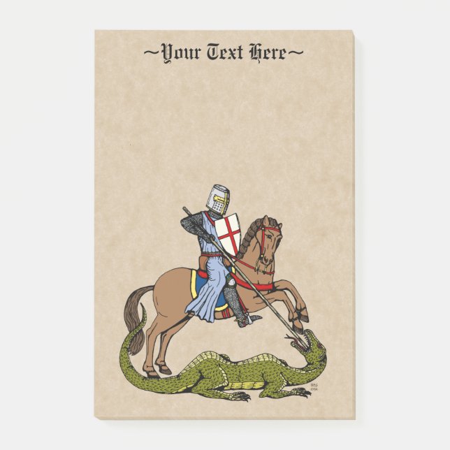 13. Jahrhundert Heiliger Georg und der Drache Post-it Klebezettel (Vorderseite)
