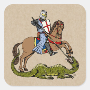 13. Jahrhundert Saint George und der Drache Quadratischer Aufkleber