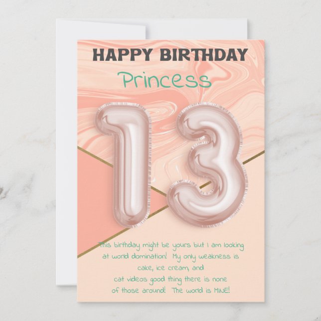 13-jährige Mädchen Happy Birthday Card (Vorderseite)