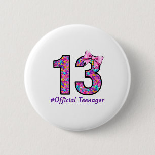 13-jähriger Coquette-Bow offizielles Teenager-13. Button