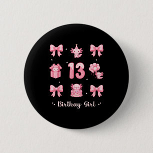 13-jähriges Geburtstagmädchen rosa Coquette-Schlei Button