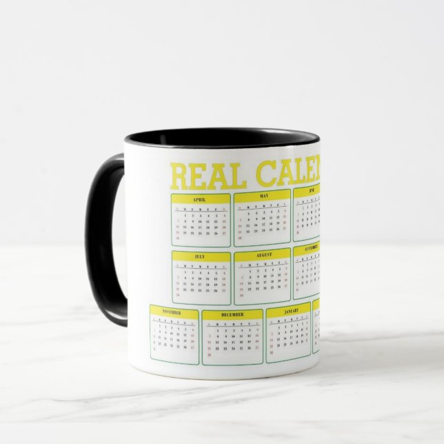 13-Monats-Kalender mit festem Datum Tasse (Vorderseite Links)