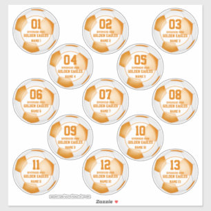 13 pc Set orange weiß Mannschaft färbt seinen Fußb Aufkleber