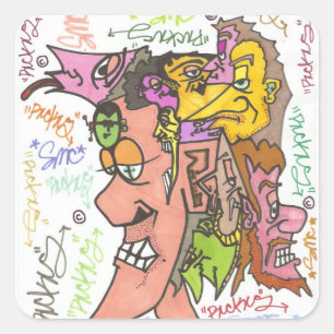 13 Phaces quadriert Quadratischer Aufkleber