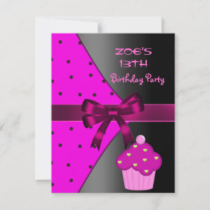 13. Pink Cupcake Spot Geburtstagsfeier Einladung