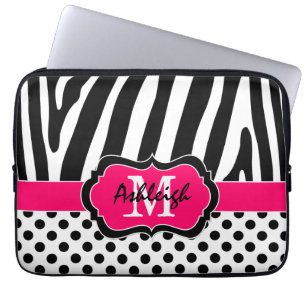 13" Rosaschwarzer Zebra Stripes Laptopschutzhülle
