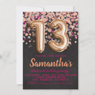 13. Rose Gold Geburtstag Einladung