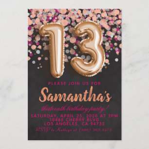 13. Rose Gold Geburtstag Einladung