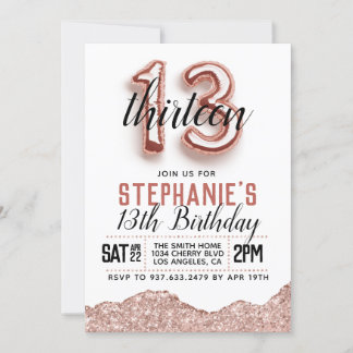 13. Rose Goldener Geburtstag Einladung