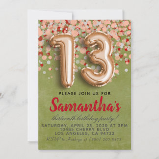 13. Rose Goldener Geburtstag Einladung