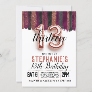 13. Rose Goldener Geburtstag Einladung