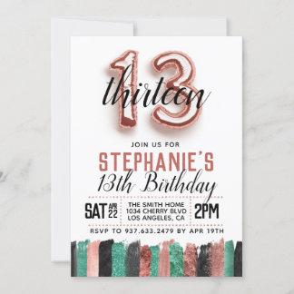 13. Rose Goldener Geburtstag Einladung