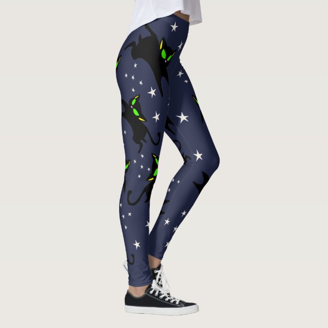 13 Schwarze Kätzchen Twinkle Twinkle - Nachtzeit Leggings (Rechts)