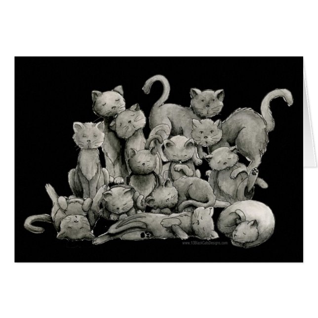 13 schwarze Katzen-glückliche Karte (Vorderseite (Horizontal))