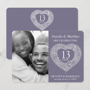 13. Spitze Hochzeit Jubiläum grau weiß Einladung