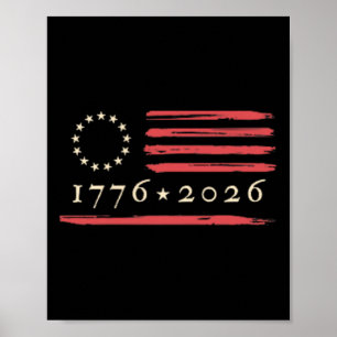 13-Sterne-Betsy-Ross-Flagge 4. Juli 1776 Vintage D Poster