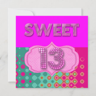 13. Sweet 13 Geburtstagsparty Pink Aquamarin Moder Einladung