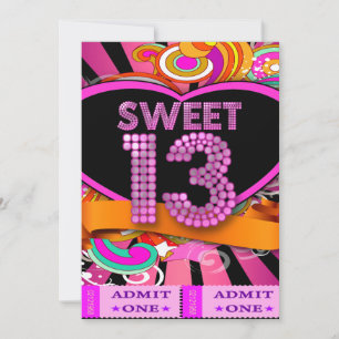 13. Sweet 13 Geburtstagsparty Ticket Eintritt Einladung