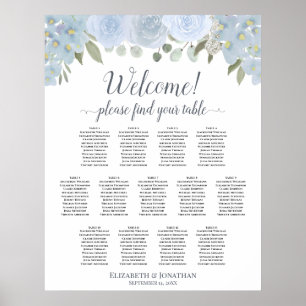 13 Tabelle Blauer Blumenstrauß Hochzeitstabelle Poster