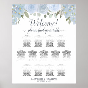 13 Tabelle Blauer Blumenstrauß Hochzeitstabelle Poster