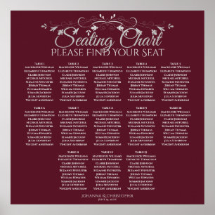 13 Tabelle Elegant Burgundy Hochzeitstabelle Poster