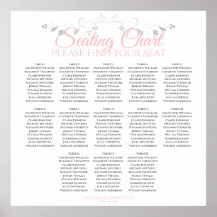 13 Tabelle Rosa und Grau Hochzeitstabelle Poster