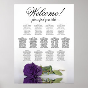 13 Tabelle Royal Lila Rose Hochzeitssitzkarte Poster