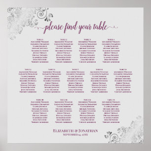 13 TabellenCassis on Gray Wedding Seating Chart Poster