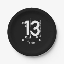 13. Teen Birthday Grunge Letters Stars C13Z1 Pappteller