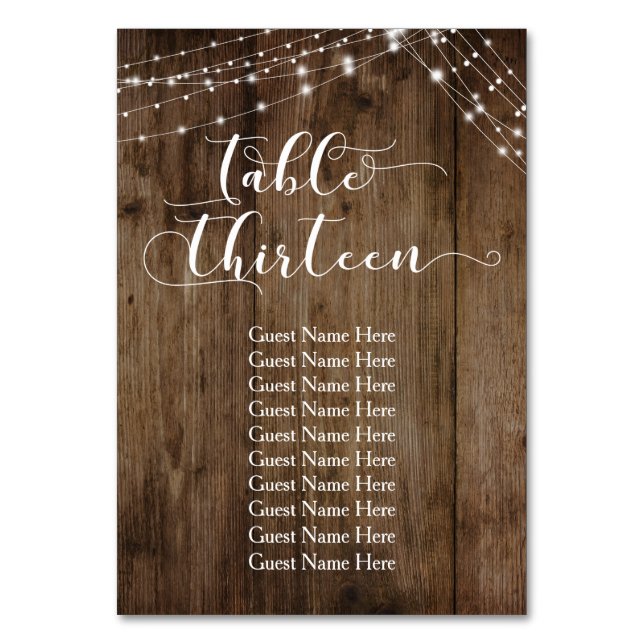 13 Tischdecken mit Gästekarte Tischnummer (Vorderseite)