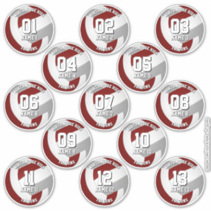 13 Volleyballspieler Maroon graue Mannschaftsfarbe Aufkleber