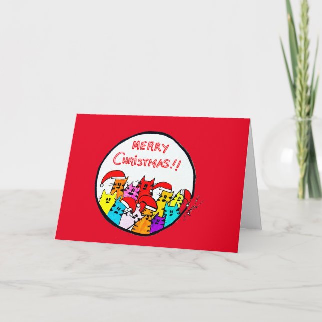 13 - Weihnachtskatzen-Karte Karte (Vorderseite)