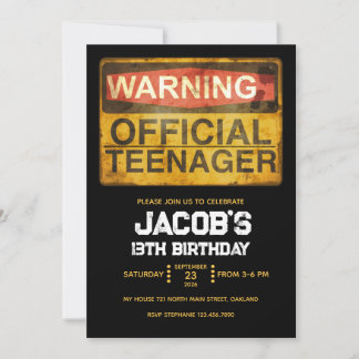 13 Year Old Teenage Birthday Boy Einladung
