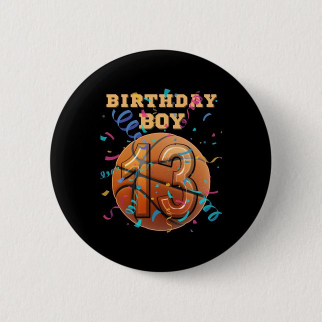 13th Birthday Boy Teen 13 Years Old Sketll Players Button (Vorderseite)