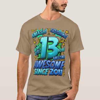 13th Birthday Comic Style Awesome since 2011 13 Ye T-Shirt