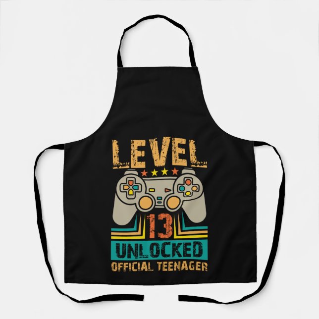 13th Birthday Gift Boys Level 13 Unlocked Official Schürze (Vorderseite)