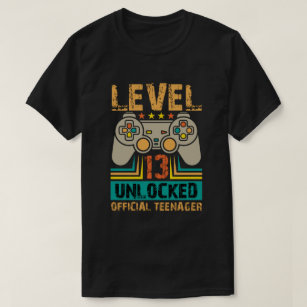 13th Birthday Gift Boys Level 13 Unlocked Official T-Shirt